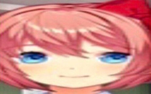 Sayori's face stretched