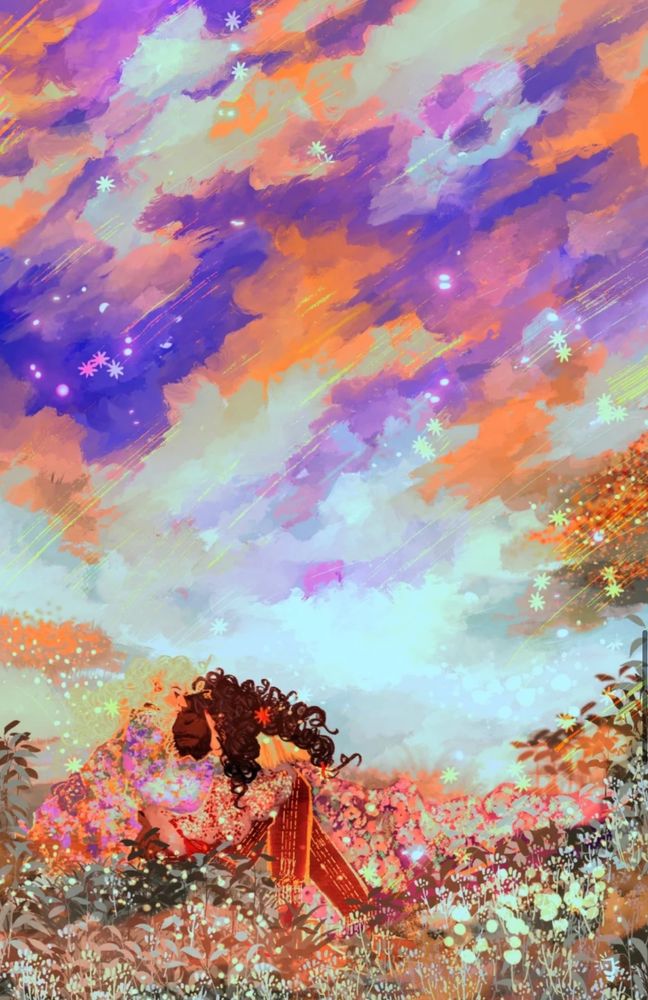 Achilles and Patroclus in a field of flowers 