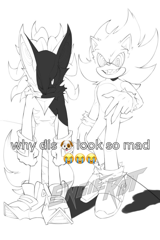 a meme redraw. Infinite and Super are getting their picture taken and while Super looks more chill, Infinite is entirely stiff and glowering at the camera. the lighting only intensifies his glare. text reads "why dis (dog emoji) look so mad (three crying emojis)"