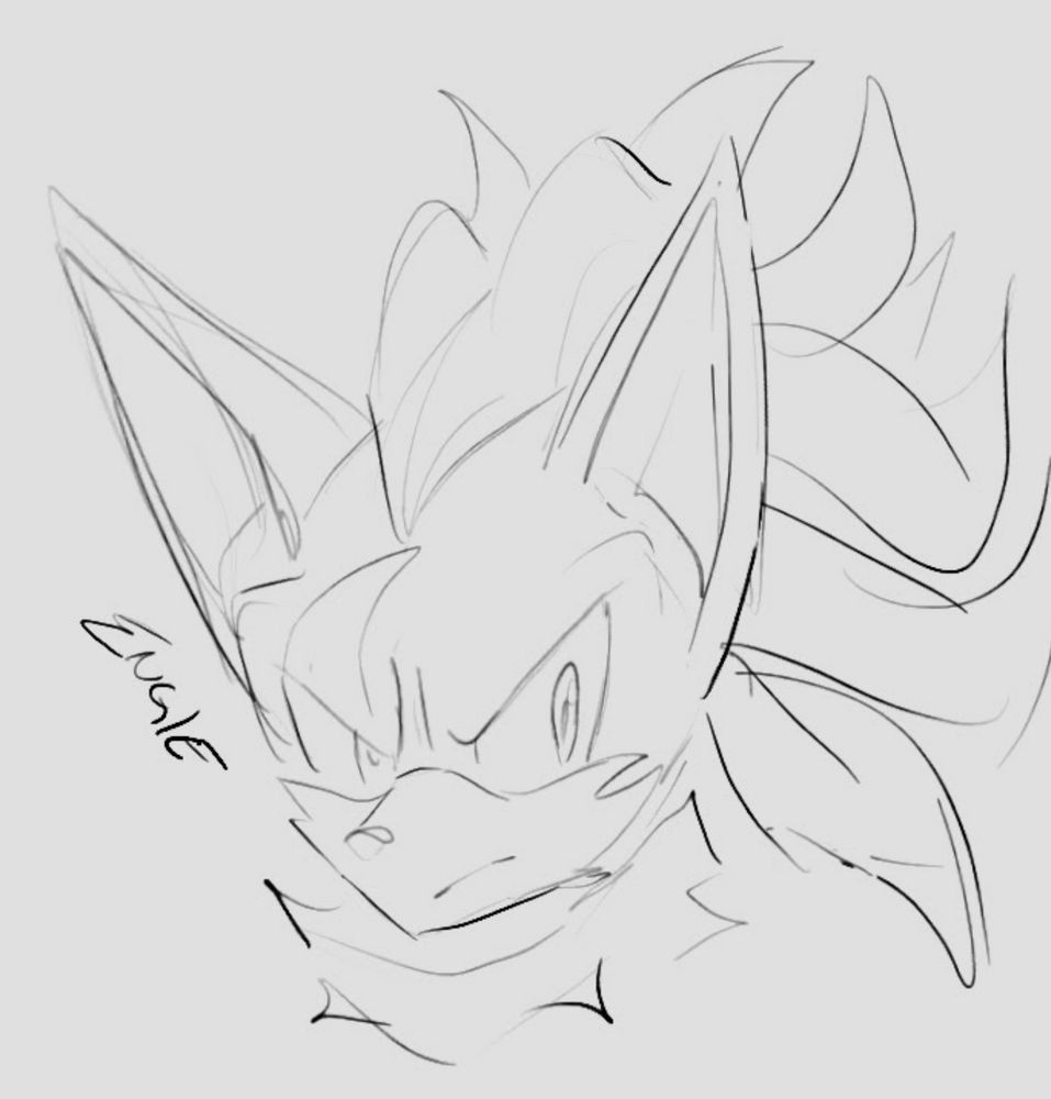 A very quickly drawn sketch of Infinite without his mask. He's looking to one side with his usual angry expression 