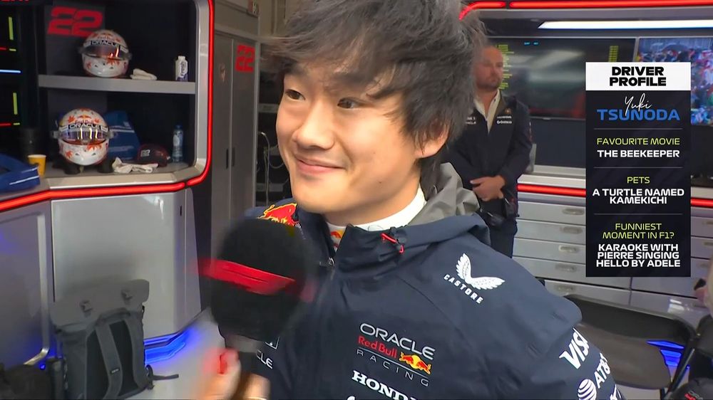 Yuki Tsunoda smile with his driver profile