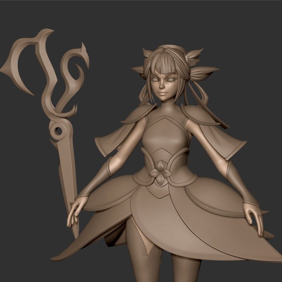 Work in progress highpoly sculpt based on Porcelain Gwen by @somewhatirked.bsky.social
