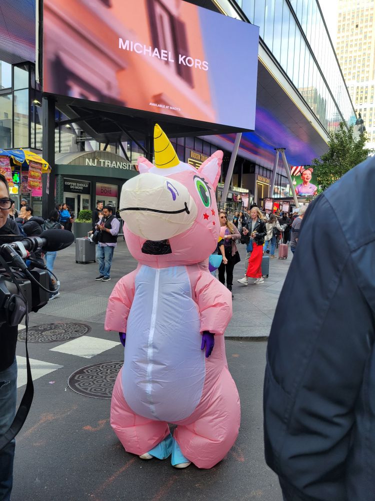 Inflatable pink unicorn 