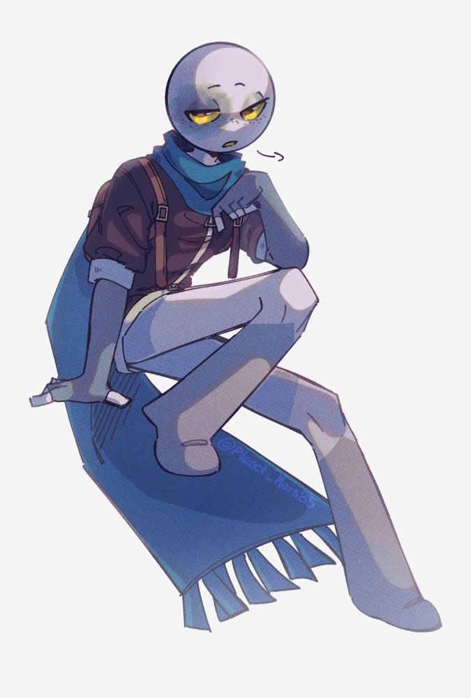 my character Aiden, sitting in blank space, sighing