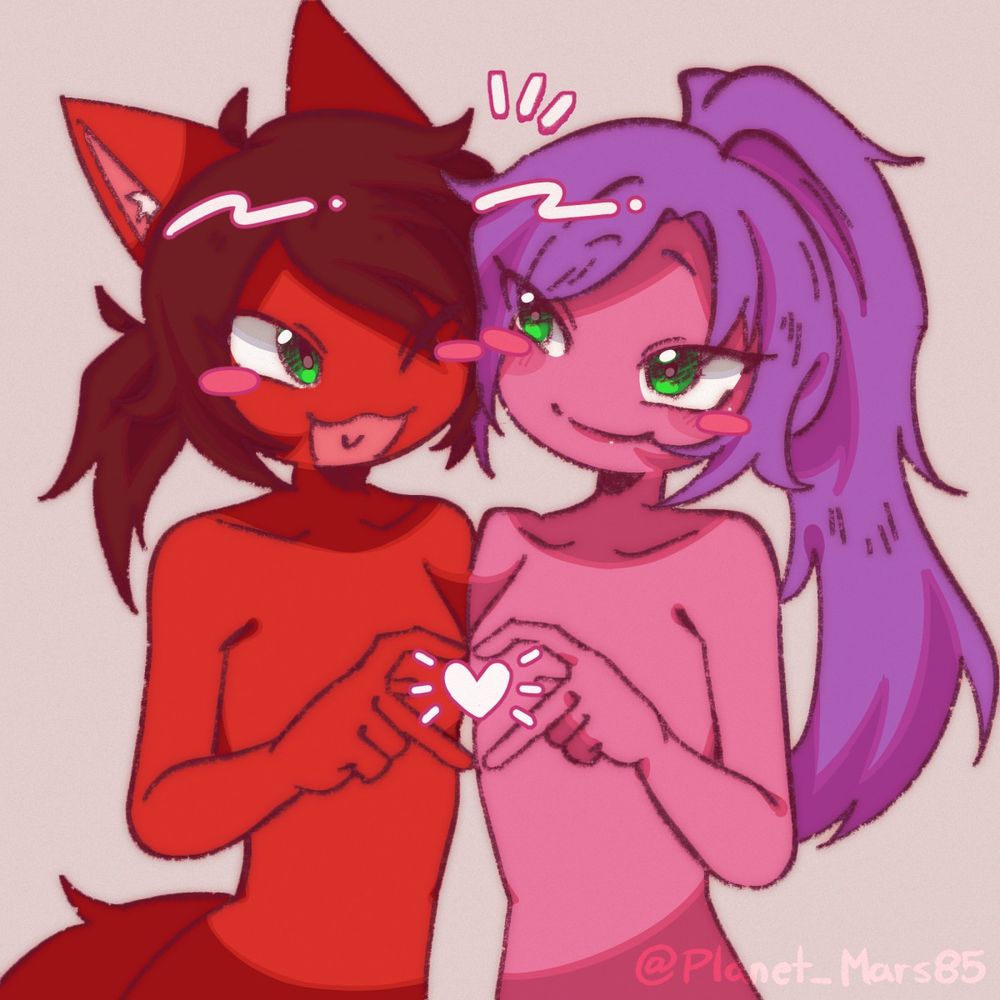 foxtail (left) and jade (right) making heart hands together yayayyayyy
