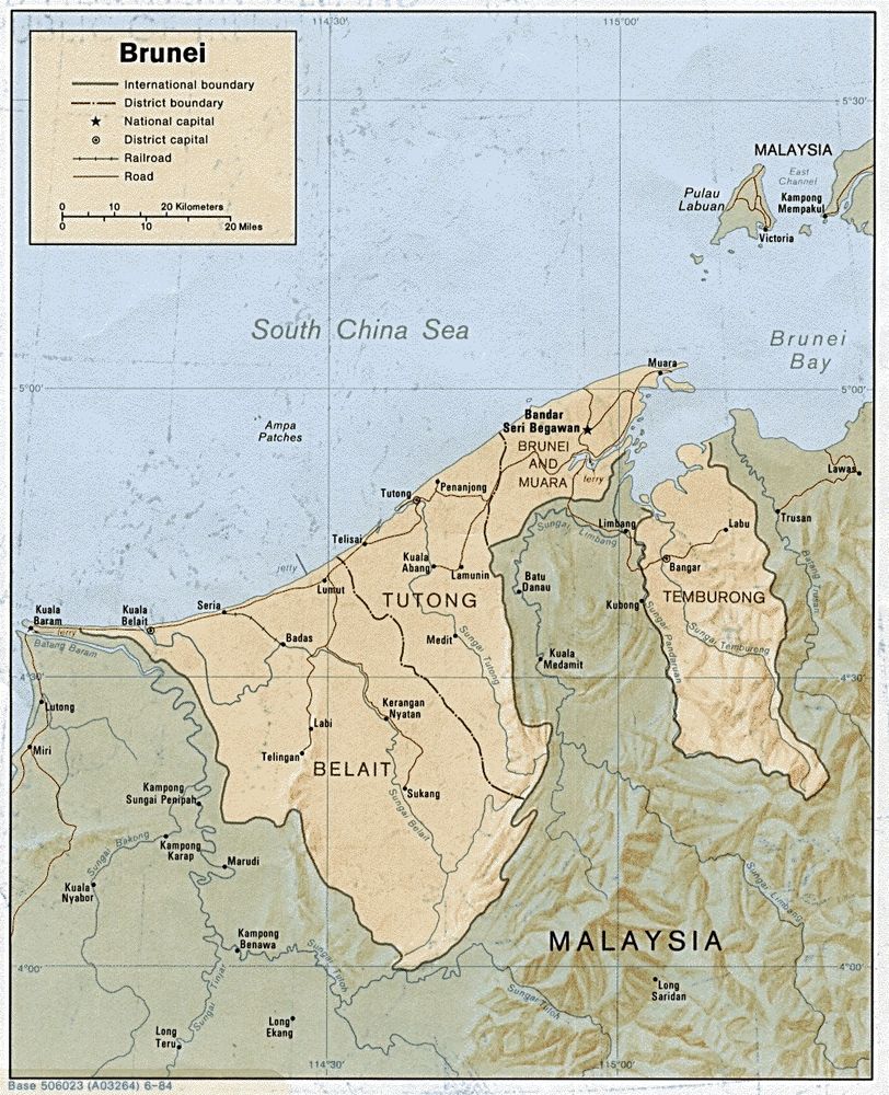 0995-Mapa-fisico-y-politico-de-Brunei-1984