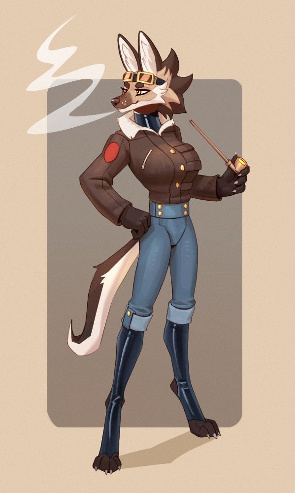 Armistice smoking her pipe, exhaling smoke through her mouth #furry #furryart