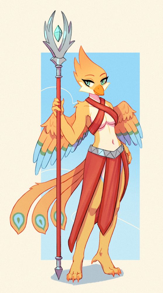 Phenelia standing while holding her staff #furry #furryart