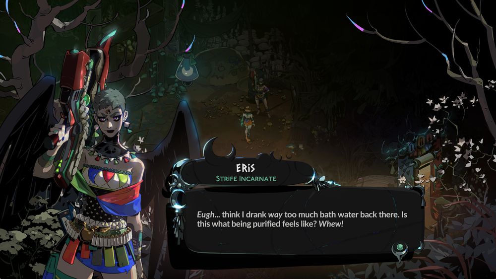 Eris Hades 2 "Eugh... think I drank way too much bath water back there. Is this what being purified feels like? Whew!"
