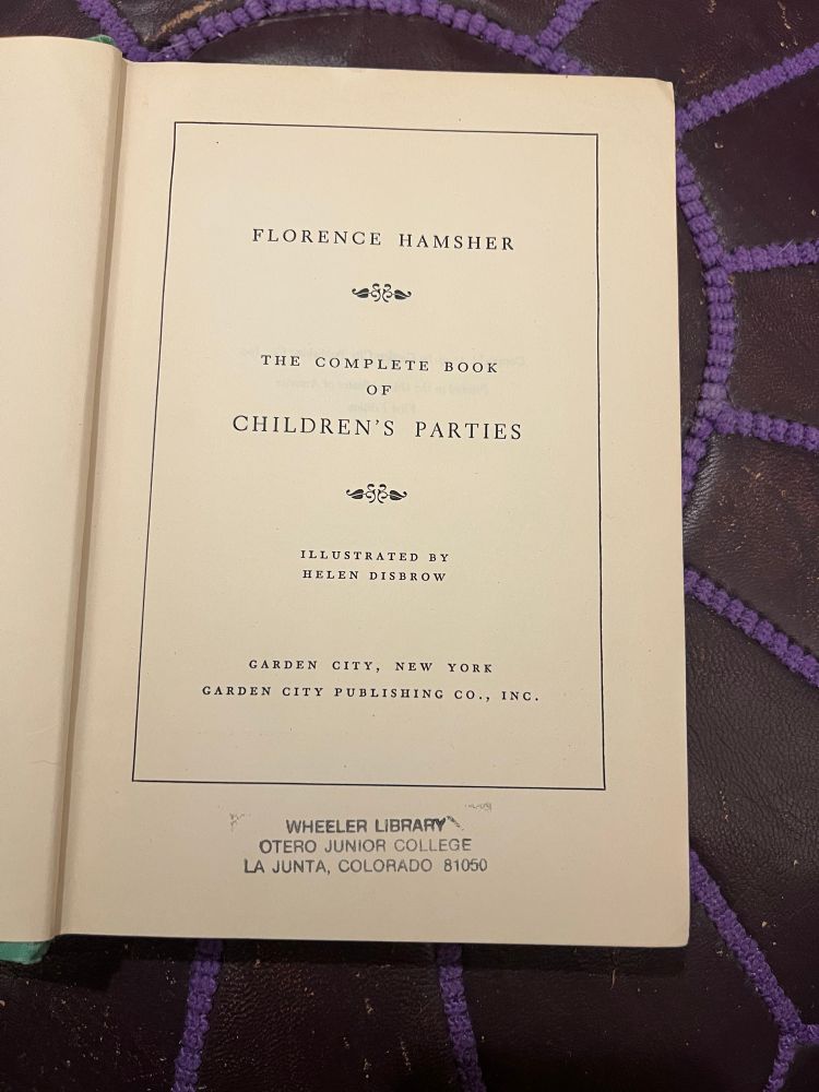 Title page of The Complete Book of Children’s Parties by Florence Hamsher