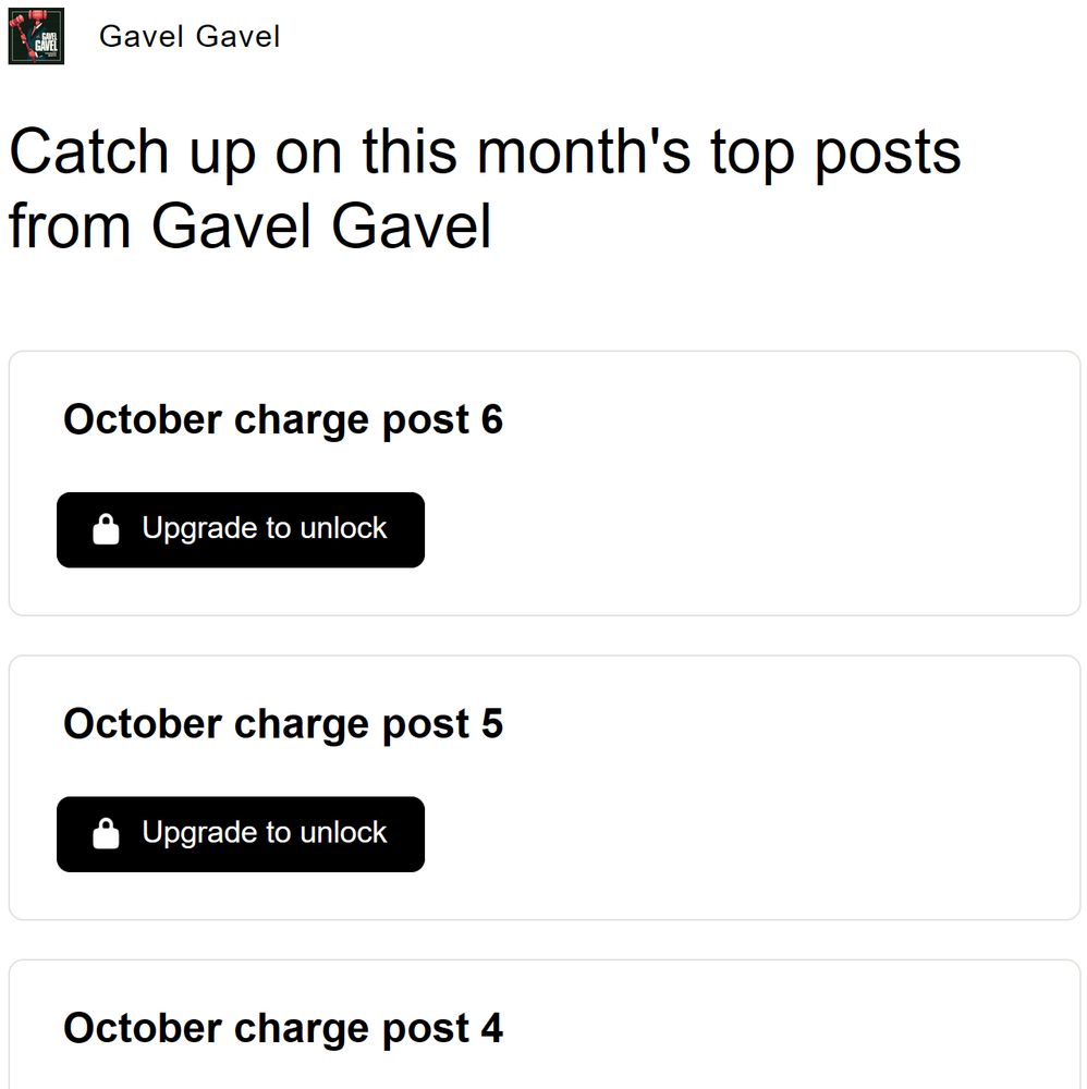 october charge post 4, october charge post 5, and october charge post 6, from gavel gavel (lecal podcast)