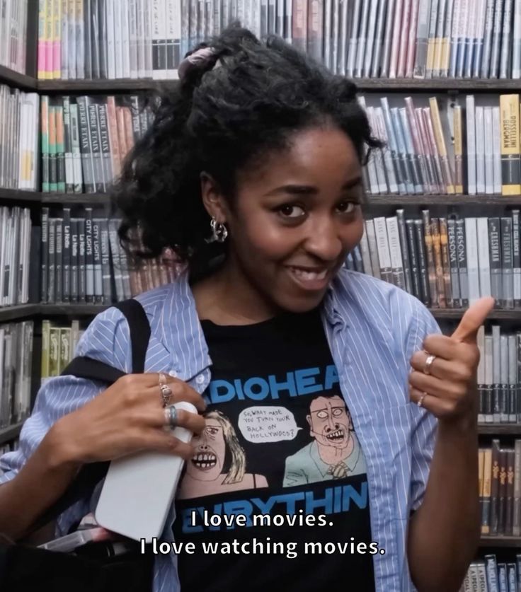 ayo edebiri in the "criterion closet" saying "i love movies. i love watching movies."