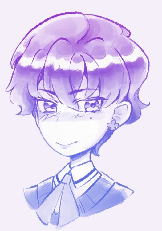 watercolor and pencil styled doodle of sumire kazahana from princession orchestra