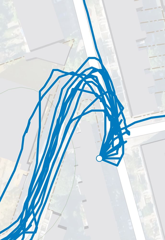 Map showing a maze of more than a dozen journey lines going to and from one location. This looks like how my brain felt that day.
