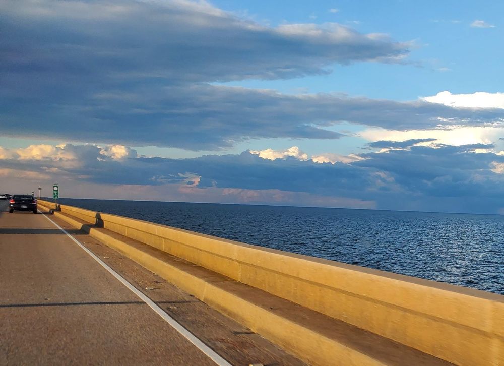 Crossing Lake Pontchartrain on the Causeway bridge. Photo from last Wed.