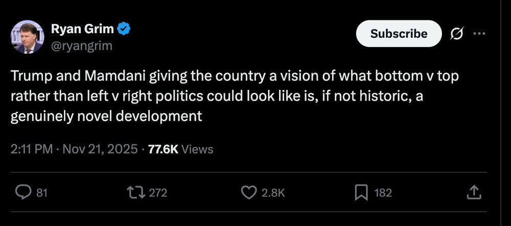 Ryan Grim having a really stupid take about Trump and Mamdani