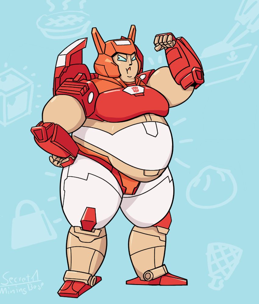 digital illustration of Elita One from the Go!Go! Transformers manga after having gained a bit of winter weight.