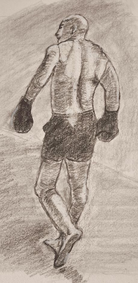 Sketch of a male boxer using graphite pencil.