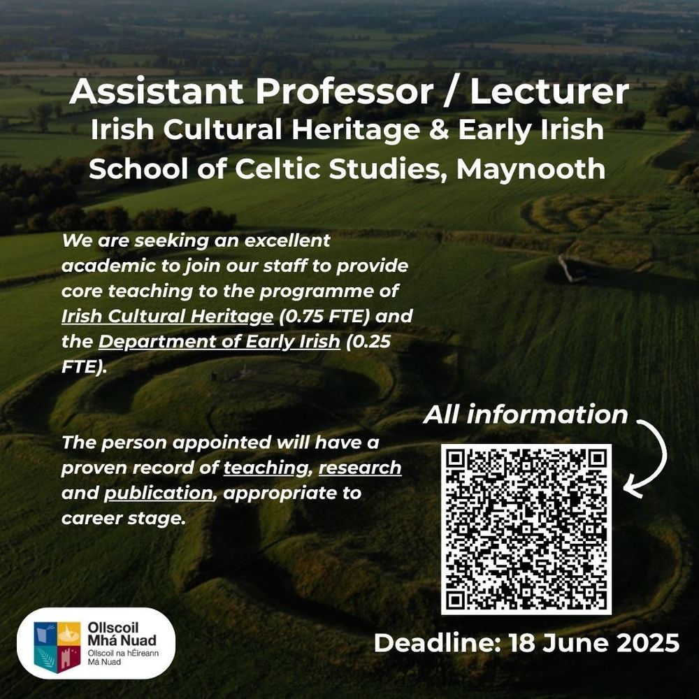 Information regarding the role as Assistant Professor/Lecturer in Irish Cultural Heritage and the Department of Early Irish in the School of Celtic Studies, Maynooth University