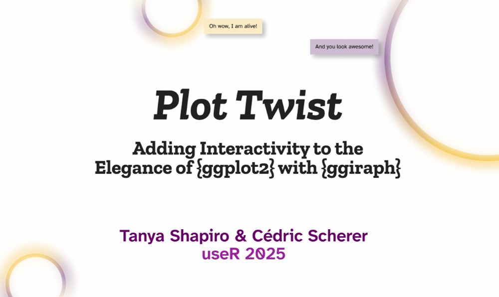 Title slide for our talk at useR entitled "Plot Tiwst:Adding interactivity to the elegance of ggplot2 with ggiraph"