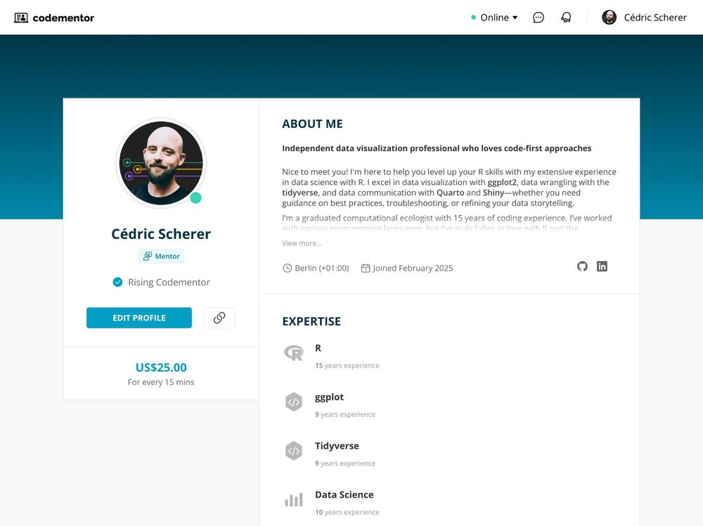 A screenshot of my profile on Codementor.