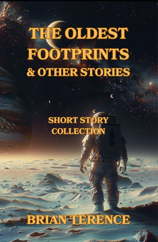 An astronaut walking on the ice moon Callisto. Book cover