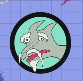 A screenshot of a very sad looking dragon token in a virtual table top