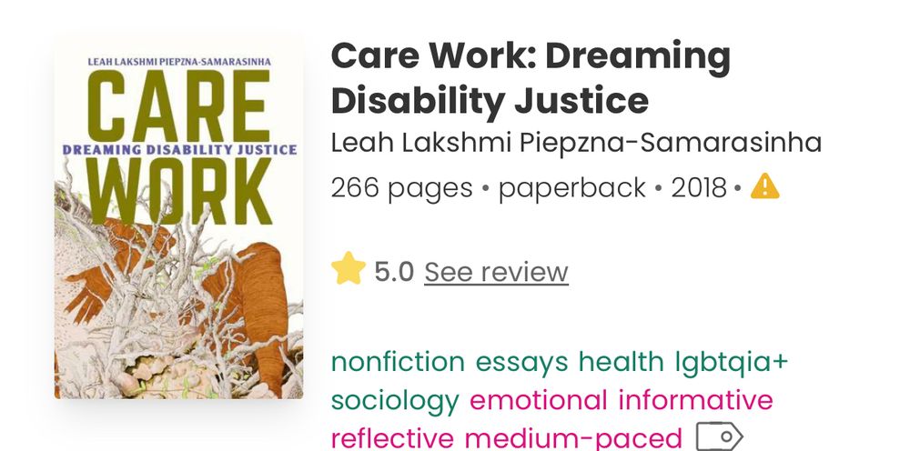 Care Work: Dreaming Disability Justice by Leah Lakshmi Piepzna-Samarashina