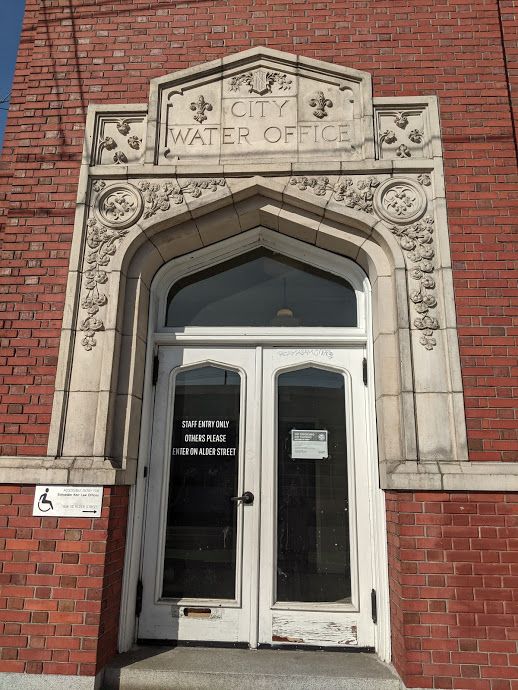 Photo of terracotta details on doorway.