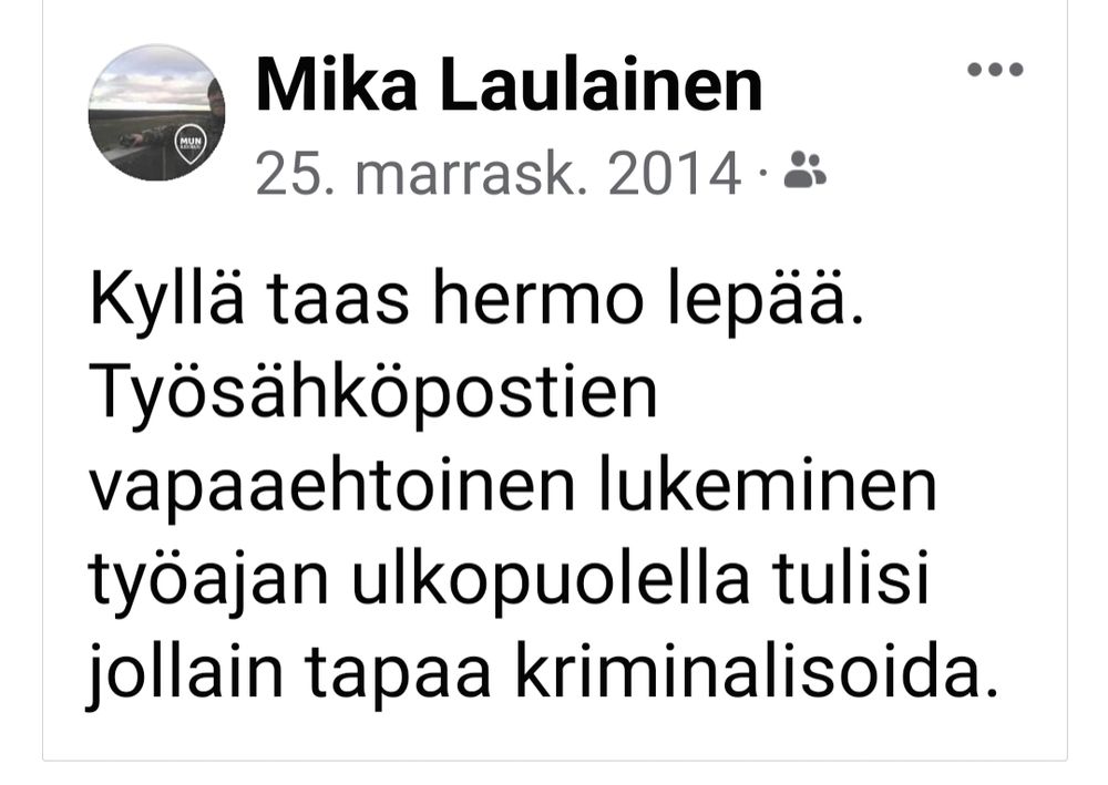 Leike facebookista yhdeksän vuoden takaa.