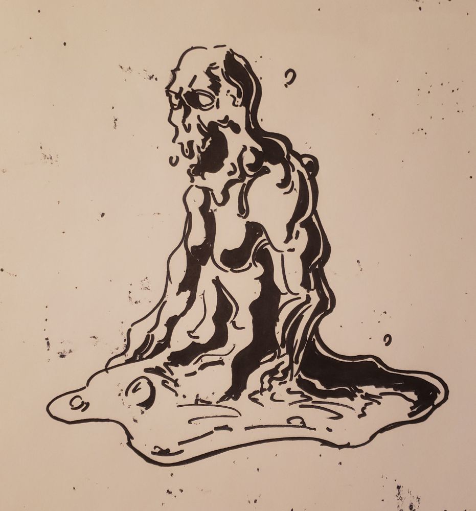 Sosadillatron sharpie doodle of the ooze from the mega hit SEGA Genesis game The Ooze, oozing around.