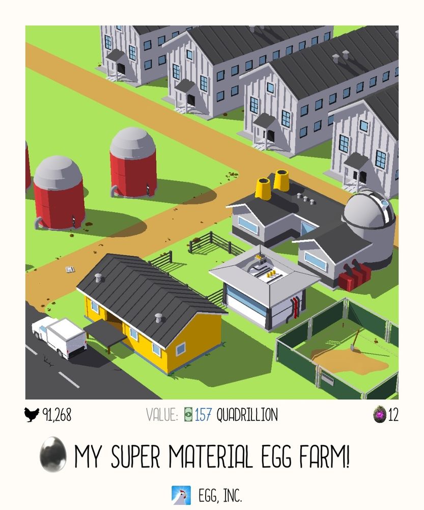 Another egg farm picture where i have large houses found in a suburb for my chickens and 3 grain silos for my super material egg farm