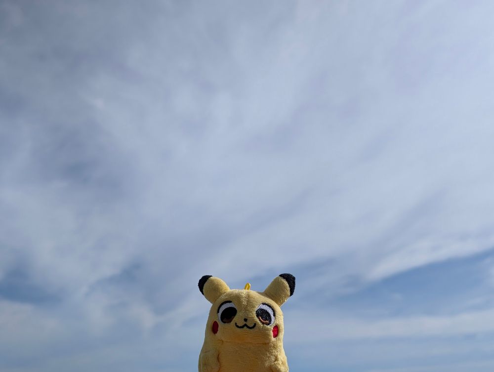 薄曇りの青空とピカチュウ