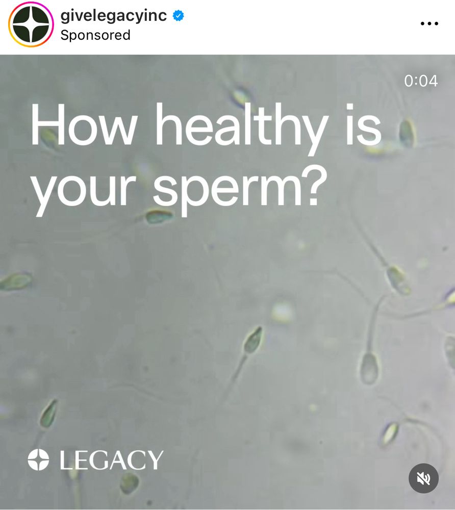 A picture of an instagram ad, asking about having your sperm tested.
