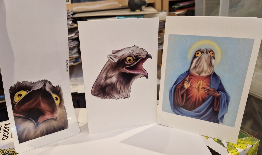 Potoo-themed merch by dragongirl222
