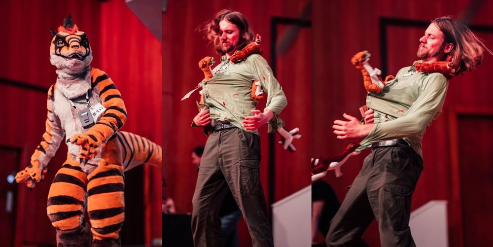 Scenes from the DinoCon 2025 costume competition.