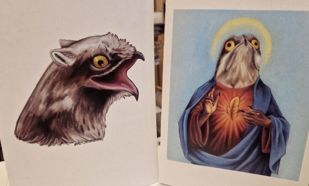 Potoo-themed merch by dragongirl222