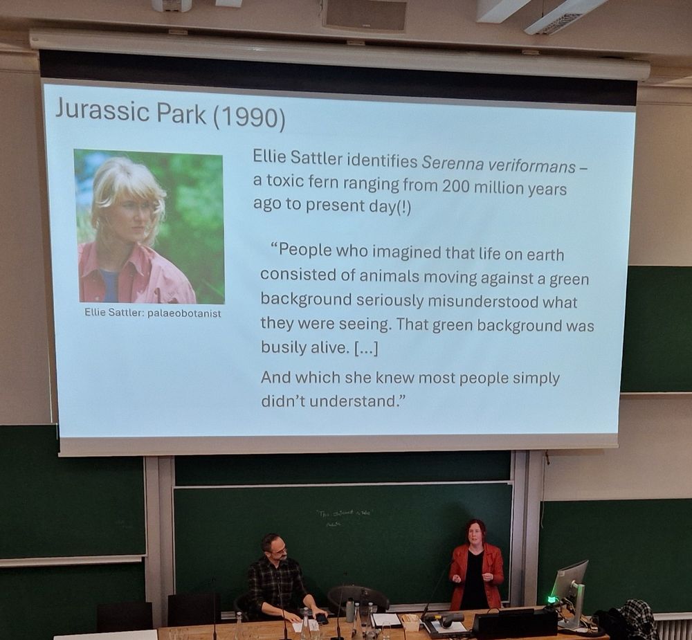 Lydon slide on Jurassic Park book discussion of Sattler.