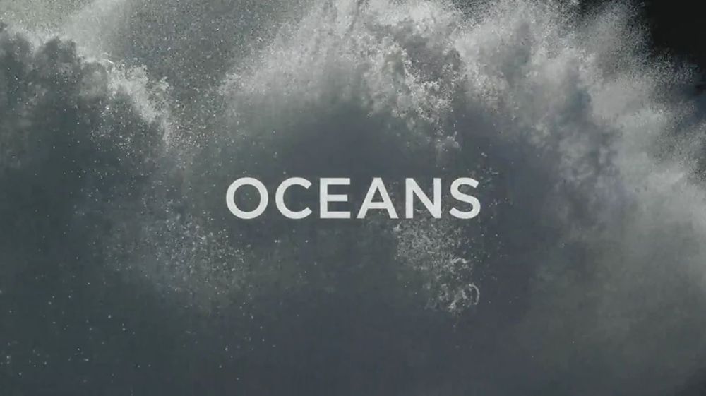 Title slide showing crashing waves and word OCEANS.