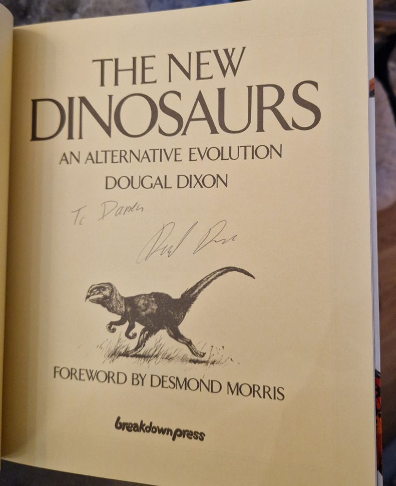 Title page of The New Dinosaurs, signed by Dougal Dixon. 