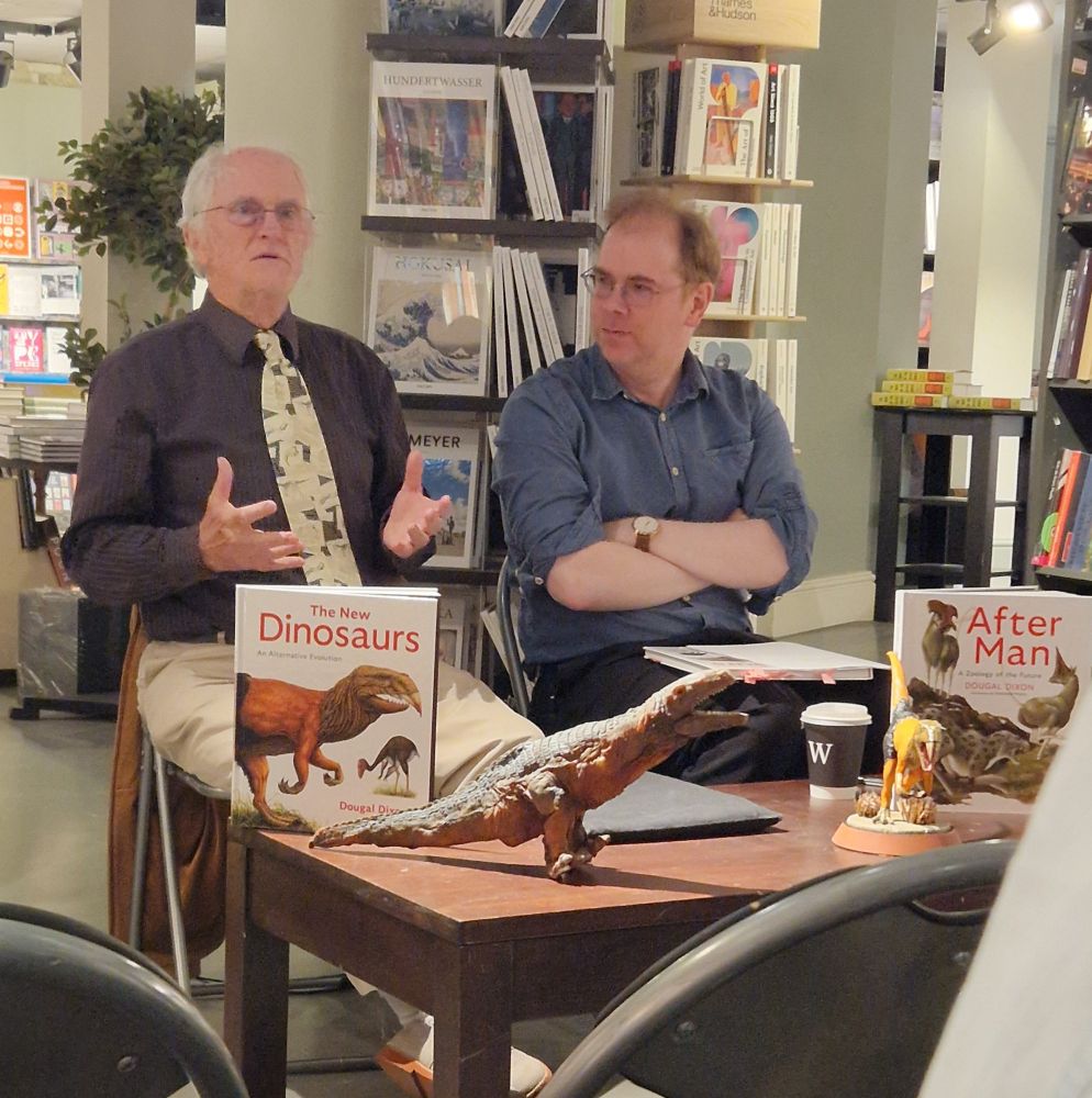 Dougal Dixon and Ross MacFarlane at The New Dinosaurs signing event.