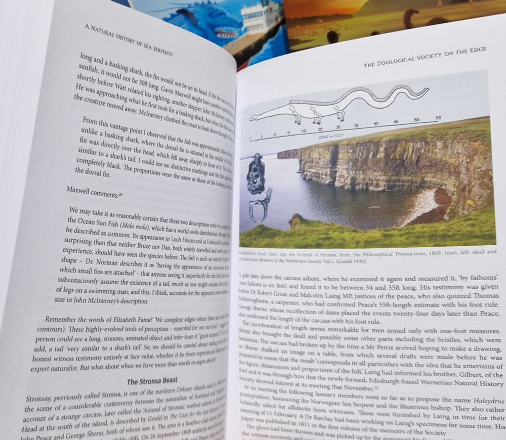 More pages, showing Stronsa beast, location photo, and text.