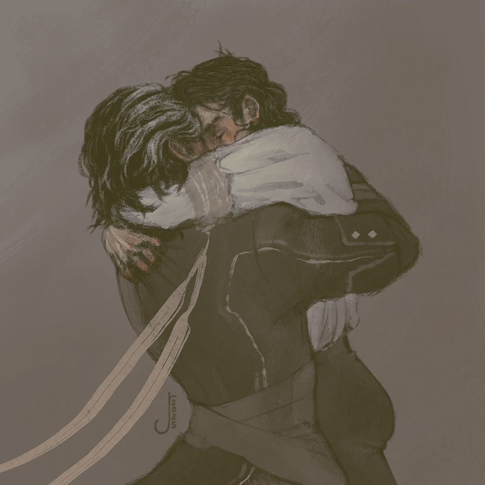 Verso and Gustave in a desperate embrace.