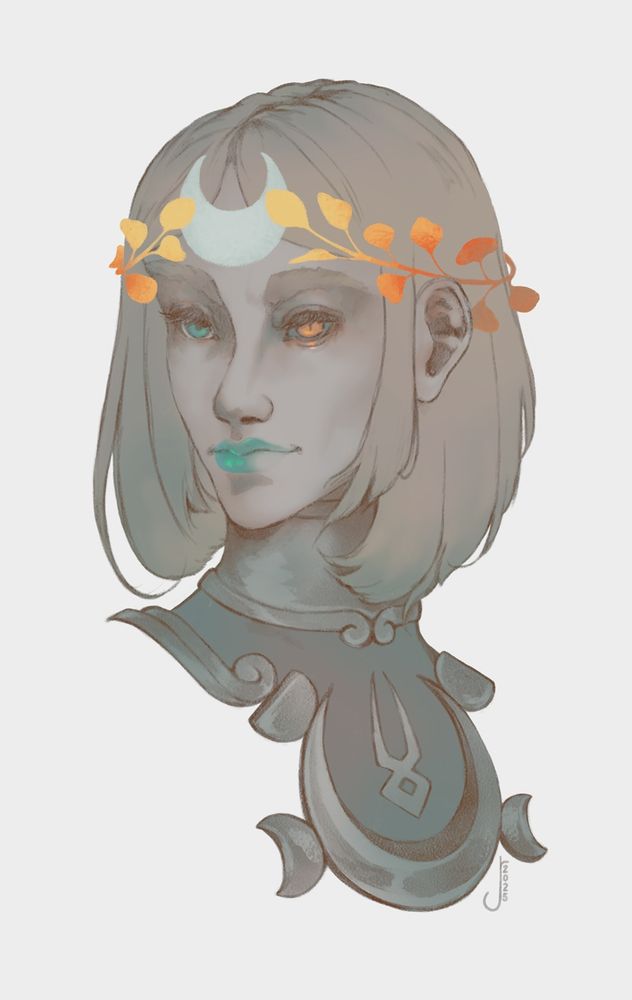 Bust portrait of Melinoë from Hades 2.