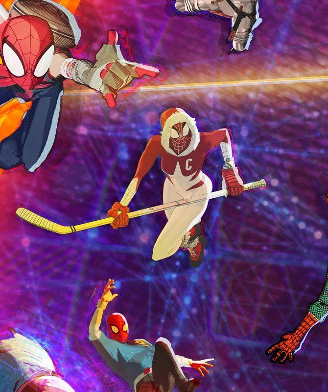 Spider-Canada with a hockey stick