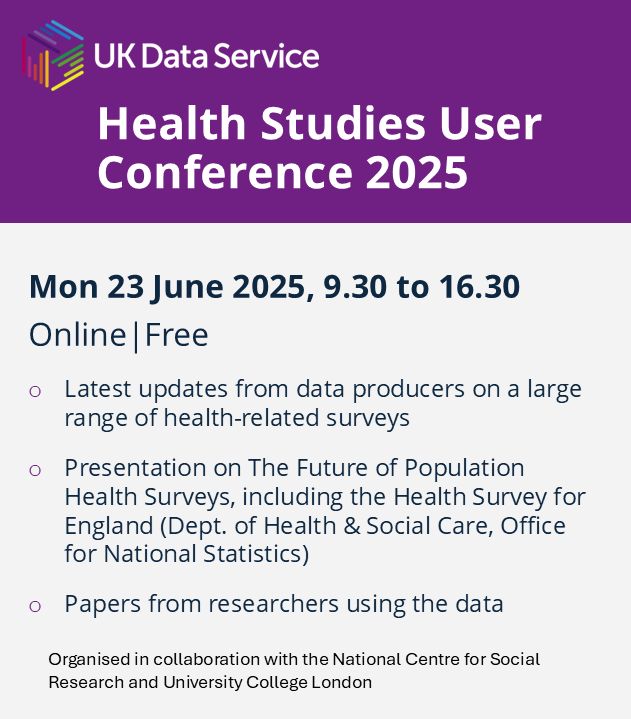 Decorative summary of Health Studies User Conference 2025 information