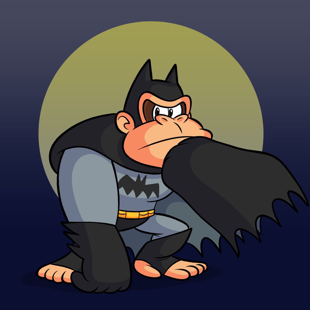 Donkey Kong dressing up as Batman.
