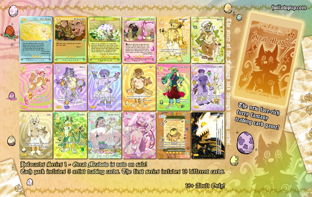 A layout of the Holocards - Great Meadow series. These trading cards are now for sale in packs of 5 on my shop!