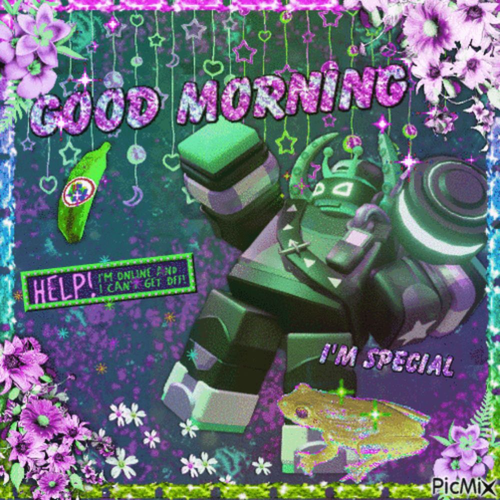 a picture of a robot with the words good morning written on it