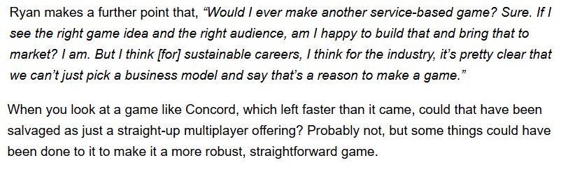 Blurb from Vice that muses that Concord should have adopted the practices the CEO of Probably Monsters espouses (when the CEO created Concord)